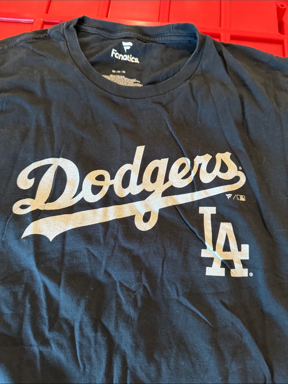 Fanatics Black Los Angeles Dodgers Script Tee with White Logo